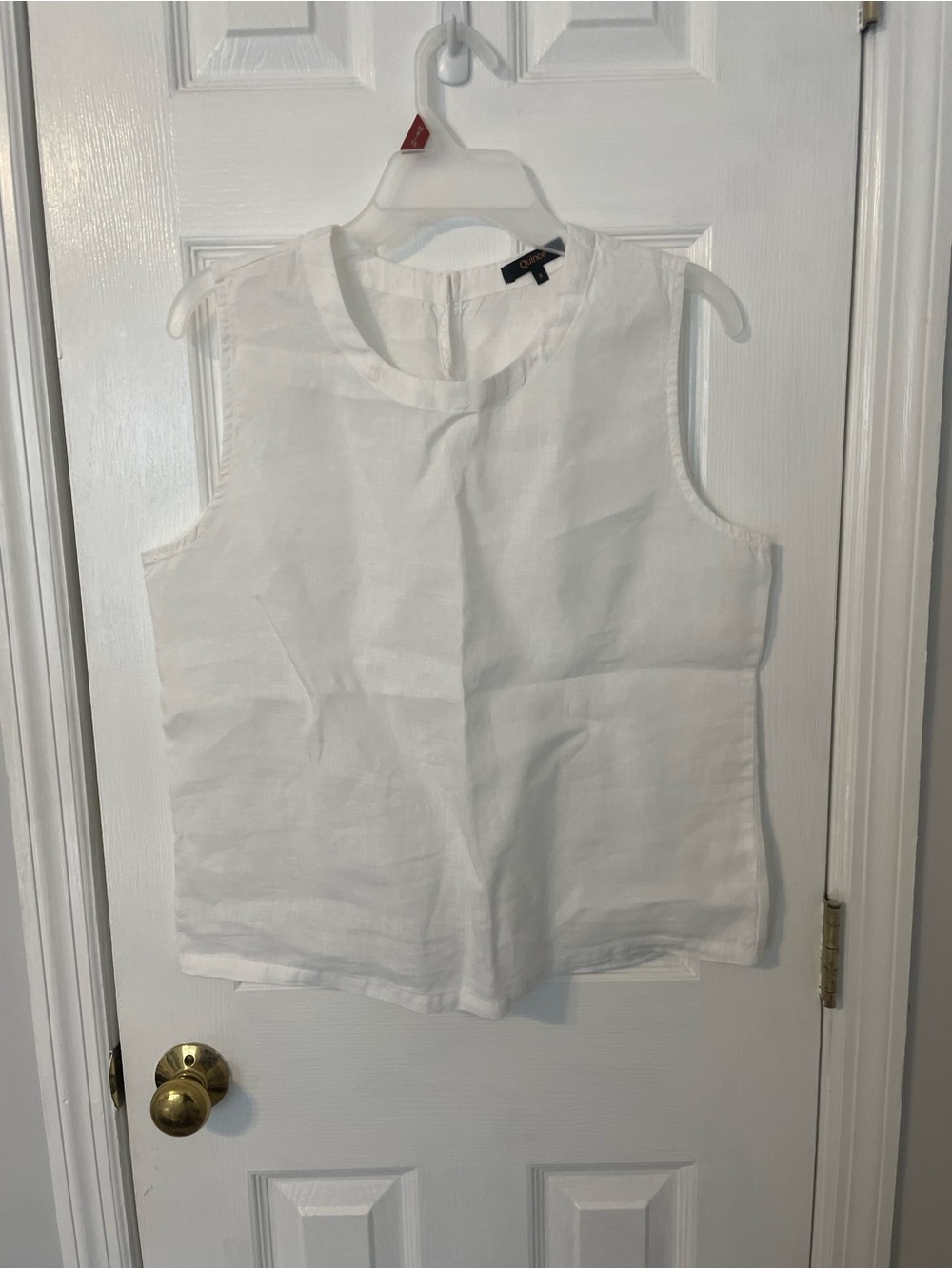 Quince White Linen/Linen Blend Tank Top